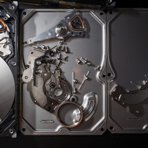close-up of scrap hard disk