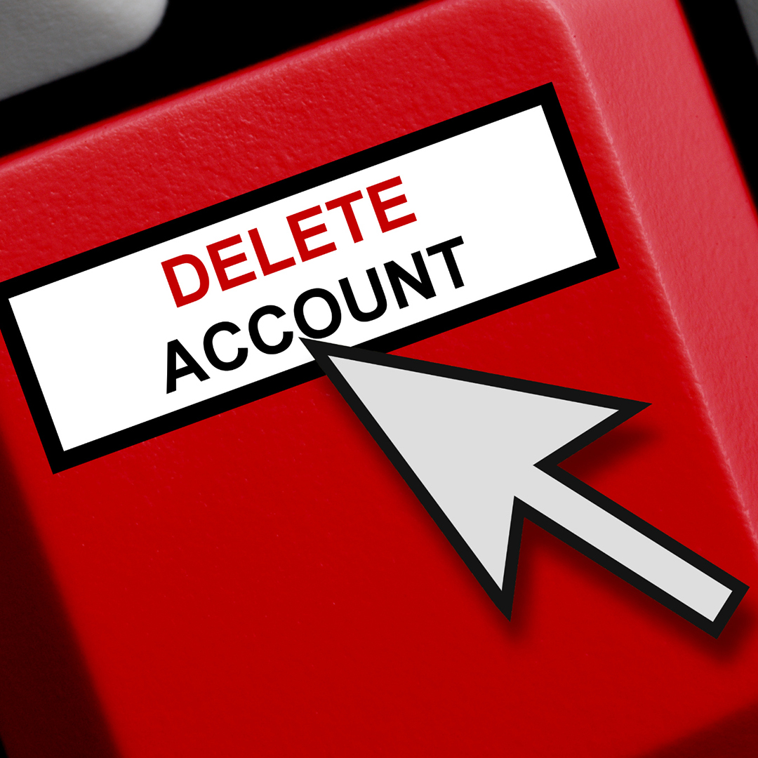 Image of red button that says delete account