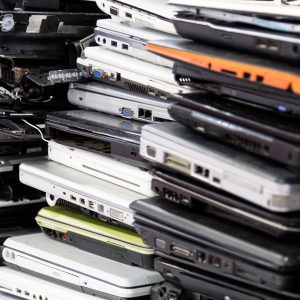 Image of a pile of laptops