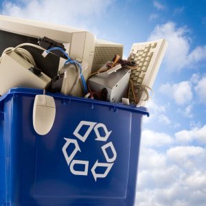 recycling bin of electronics